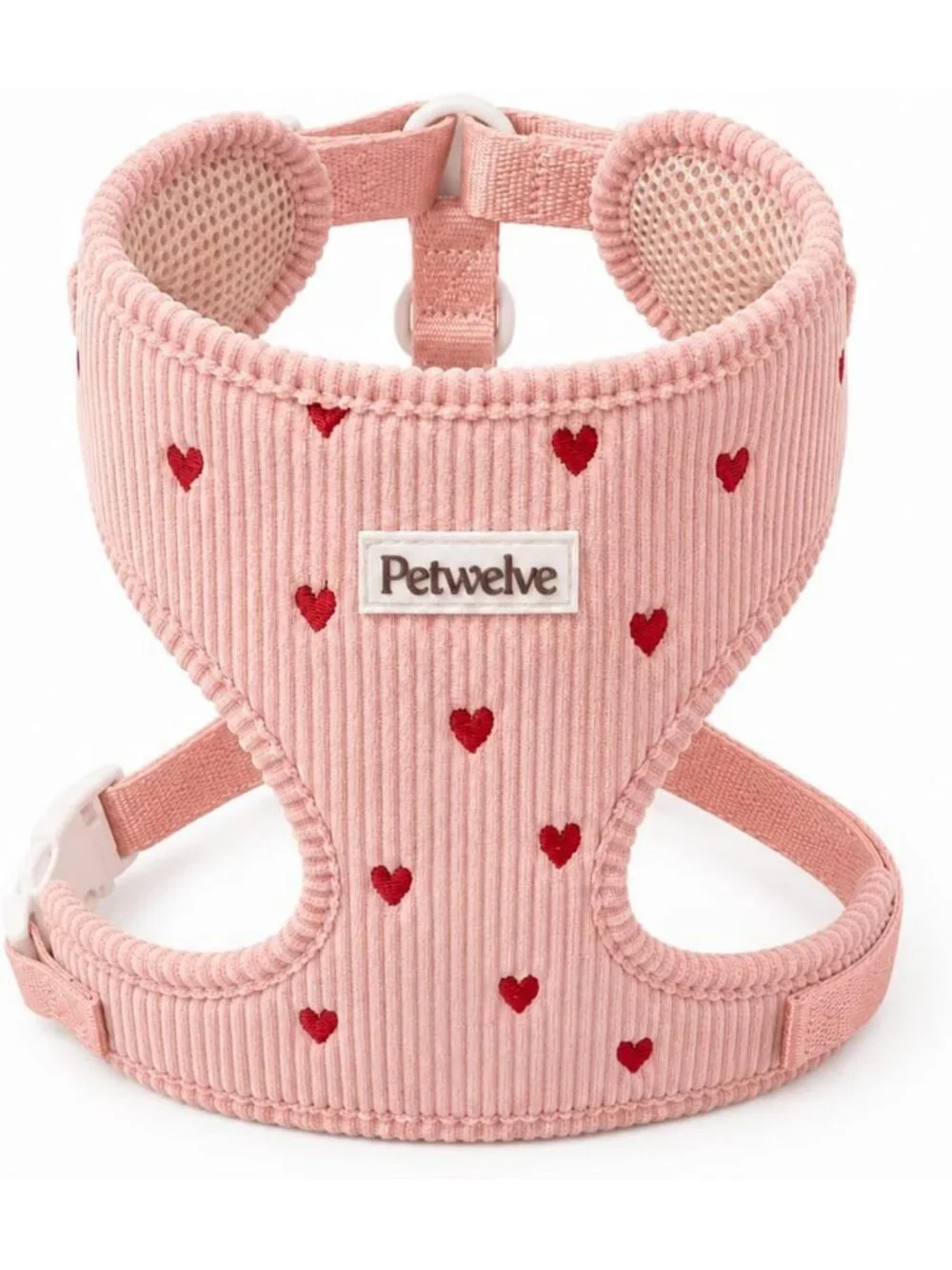 Medium No-Pull Dog Harness with Embroidered Heart - Pink Pet Vest for Comfort